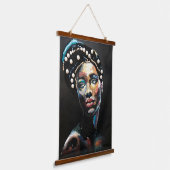 Afrikaanse vrouwen Portretten, schoonheid zwart Vr Hangend Wandkleed (Gebogen)