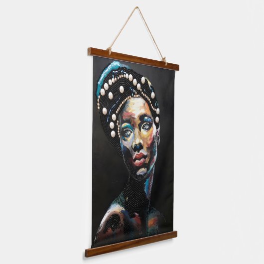 Afrikaanse vrouwen Portretten, schoonheid zwart Vr Hangend Wandkleed (Gebogen)