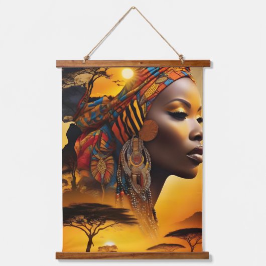 Afrikaanse vrouwen Portretten, schoonheid zwart Vr Hangend Wandkleed (Voorkant 2)