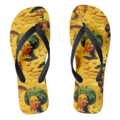 Afrikaanse vrouwenportret met zonsondergang teenslippers (Voetbed)