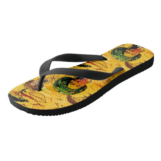 Afrikaanse vrouwenportret met zonsondergang teenslippers (Schuin)