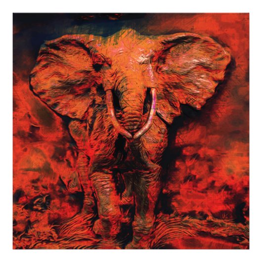 Afrikaanse warmte - wilde olifant foto afdruk (Voorkant)