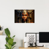 Afrikaanse Warrior Princess Afrofuturism Render Poster (Thuiskantoor)