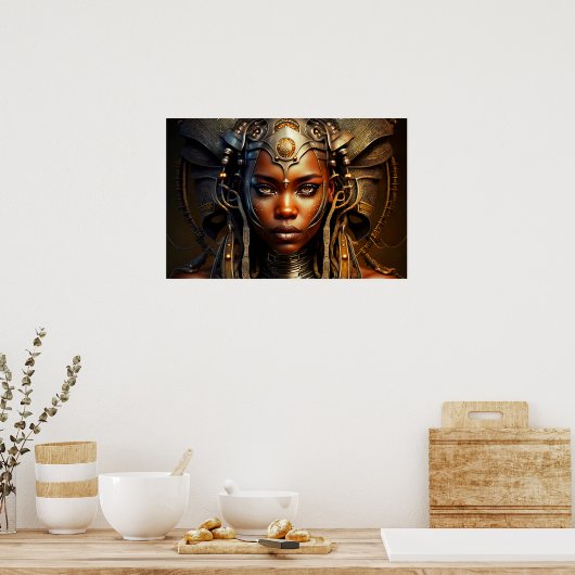 Afrikaanse Warrior Princess Afrofuturism Render Poster (Keuken)