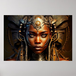 Afrikaanse Warrior Princess Afrofuturism Render Poster