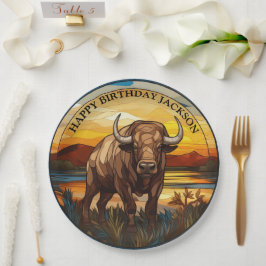 Afrikaanse Waterbuffel Verjaardag Papieren Bordje