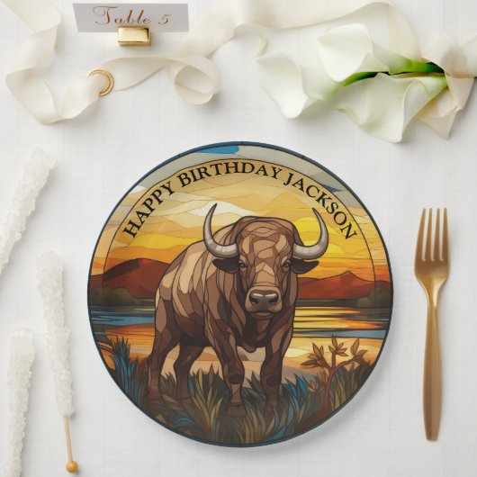 Afrikaanse Waterbuffel Verjaardag Papieren Bordje (Huwelijk)