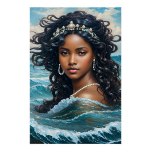 Afrikaanse watergodin Yemaya schilderij Perfect Poster