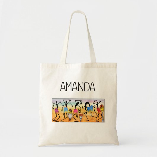 Afrikaanse Waterverf, Hartverwarmend Dansshoppen Tote Bag (Voorkant)