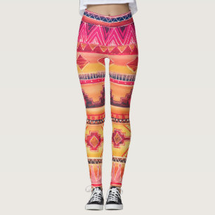 Afrikaanse waterverf, levendig patroon leggings