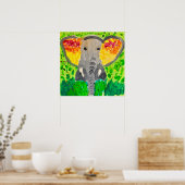 Afrikaanse waterverf poster van olifanten (Keuken)