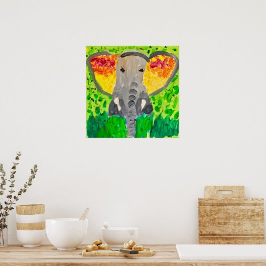Afrikaanse waterverf poster van olifanten (Keuken)