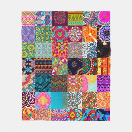 Afrikaanse Wax Print Patchwork Ankara Etnische Sto Fleece Deken (Voorkant)