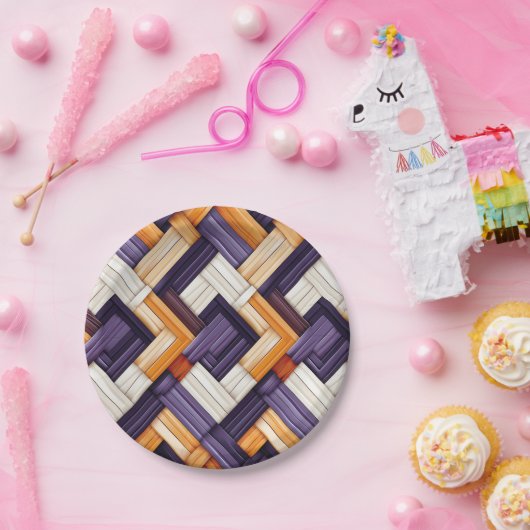 afrikaanse weven mand gelukzaligheid papieren bordje (Feest)