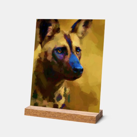 Afrikaanse Wild Dog Acryl Bord (Hoek)