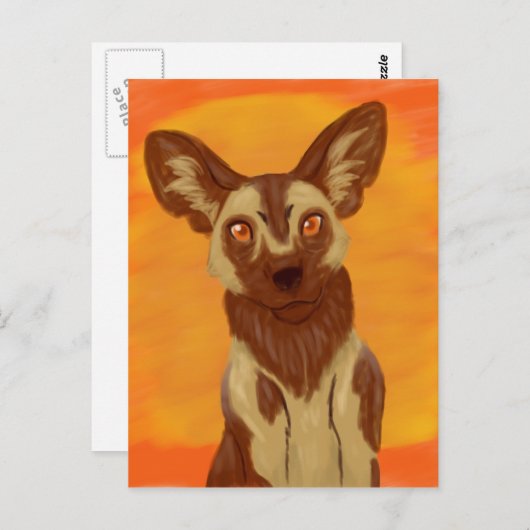 Afrikaanse Wild Dog Briefkaart (Voorkant / Achterkant)