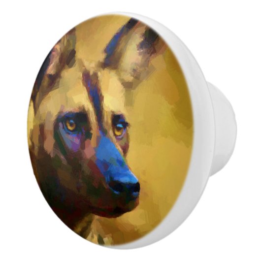 Afrikaanse Wild Dog Keramische Knop (Rechts)