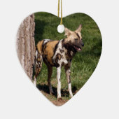 Afrikaanse Wild Dog-kerstversiering Keramisch Ornament (Rechts)
