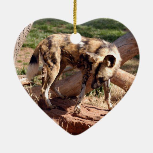 Afrikaanse Wild Dog-kerstversiering Keramisch Ornament (Achterkant)