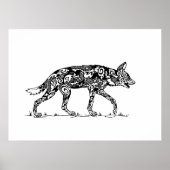 Afrikaanse Wild Dog Lope Design Poster (Voorkant)
