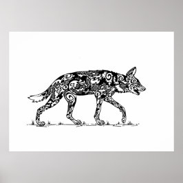 Afrikaanse Wild Dog Lope Design Poster
