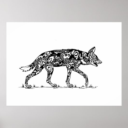 Afrikaanse Wild Dog Lope Design Poster (Voorkant)