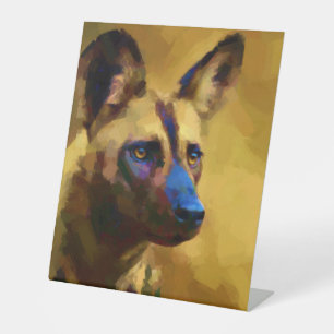 Afrikaanse Wild Dog Reclamebord Met Voetstuk