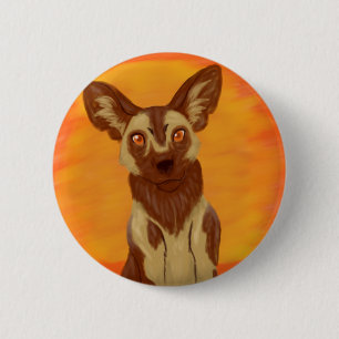 Afrikaanse Wild Dog Ronde Button 5,7 Cm