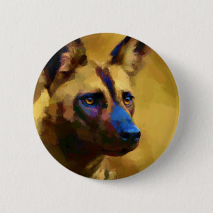 Afrikaanse Wild Dog Ronde Button 5,7 Cm