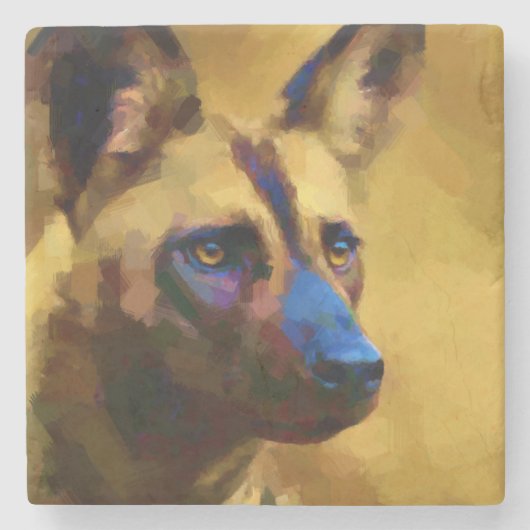Afrikaanse Wild Dog Stenen Onderzetter (Voorkant)