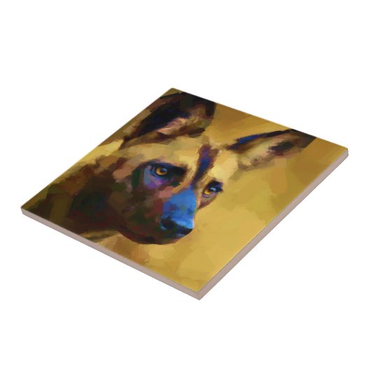 Afrikaanse Wild Dog Tegeltje (Zijkant)