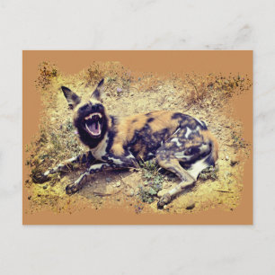 Afrikaanse Wild Dog toont haar tanden Briefkaart
