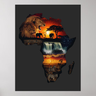 Afrikaanse wild safari-collage poster