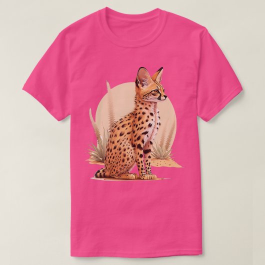 Afrikaanse Wildcat Cactus Animal Serval Cat Wild C T-shirt (Design voorkant)
