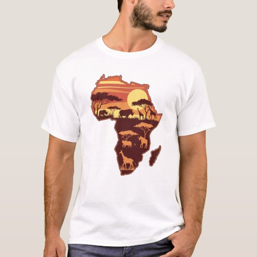 Afrikaanse wilde dieren bij zonsondergang t-shirt (Voorkant)