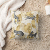 Afrikaanse wilde dieren en faux Gold Leaves Kussen (Deken)