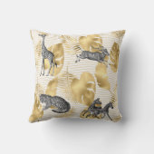 Afrikaanse wilde dieren en faux Gold Leaves Kussen (Achterkant)