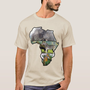 Afrikaanse wilde fauna, olifant, Zebra, Giraffe T-shirt