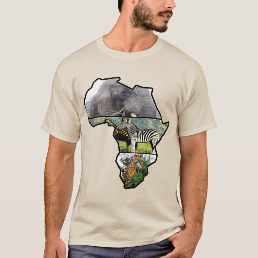 Afrikaanse wilde fauna, olifant, Zebra, Giraffe T-shirt (Voorkant)