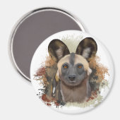 Afrikaanse wilde hond | Abstracte verfspat Magneet (Voorkant / Achterkant)