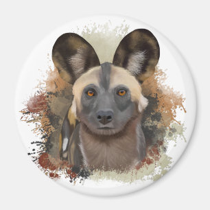 Afrikaanse wilde hond Abstracte verfspat Magneet
