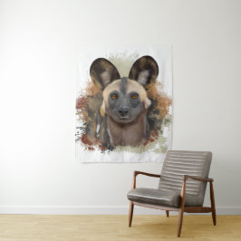 Afrikaanse wilde hond | Abstracte verfspat Wandkleed