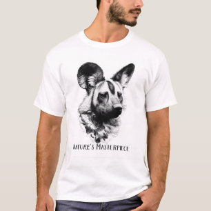 Afrikaanse Wilde Hond B&W Natuurmeesterwerk Kunst. T-shirt