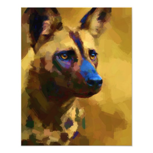 Afrikaanse wilde hond geschilderd foto afdruk (Voorkant)