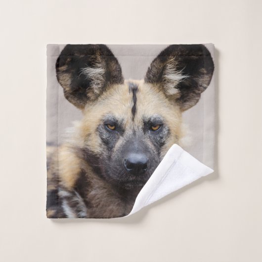 Afrikaanse wilde hond (geslepen hond) washandje (Wasdoekje)