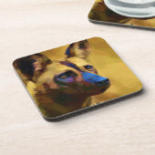 Afrikaanse wilde hond kunst bier onderzetter (Linkerzijde)