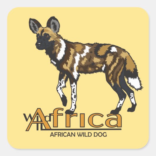 Afrikaanse wilde hond. Wild Africa Vierkante Sticker (Voorkant)