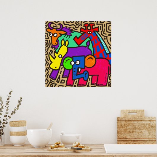 Afrikaanse Wildlife Art Poster (Keuken)