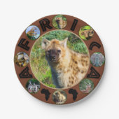 Afrikaanse Wildlife Circle Collage Gevlekte Hyena Papieren Bordje (Voorkant)