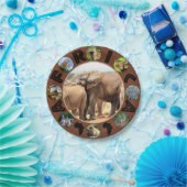 Afrikaanse Wildlife Circle Collage Olifant Rest Papieren Bordje (Feest)